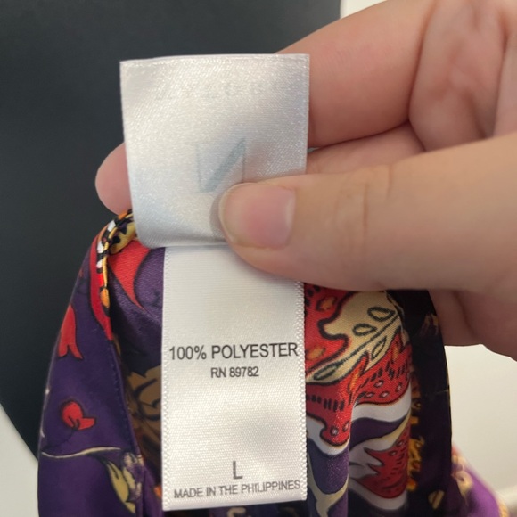 Natori paisley printed purple midi length satin nightgown size large - Picture 7 of 8